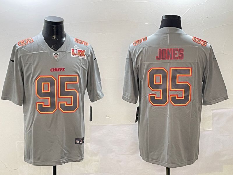 Men Kansas City Chiefs #95 Jones Grey 2025 Nike Vapor Limited NFL Jersey style 2102->kansas city chiefs->NFL Jersey